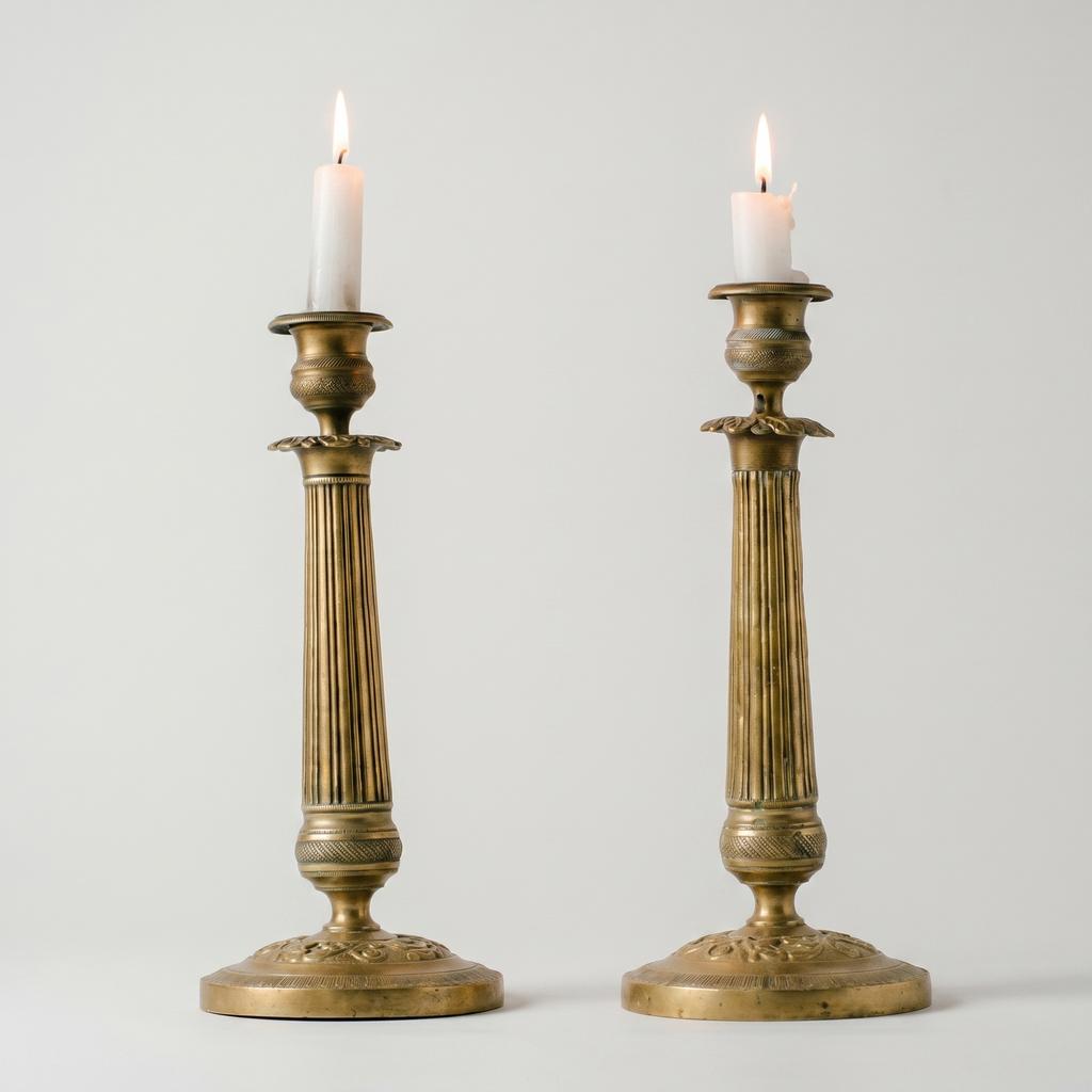Парные латунные подсвечники рубежа XIX-XX веков