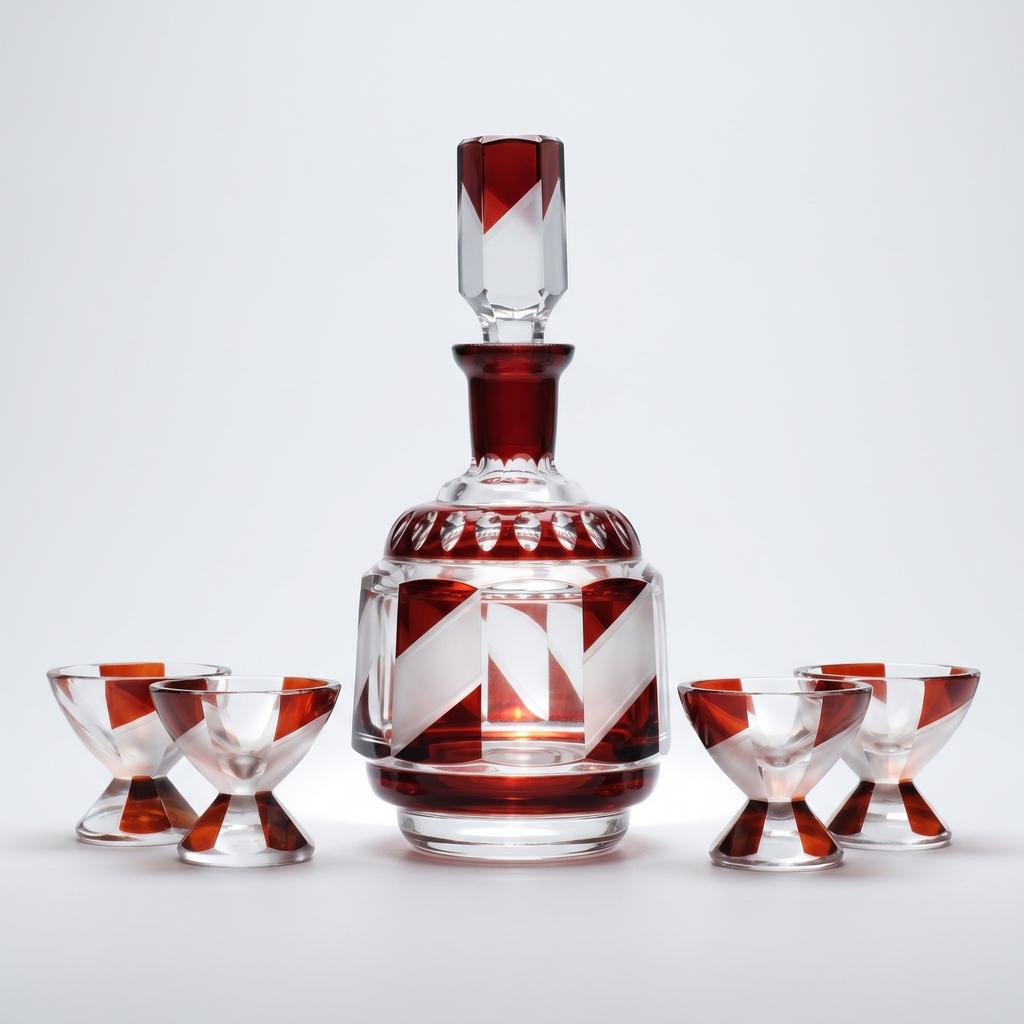 Ликерный набор из графина и четырех рюмок начала XX века