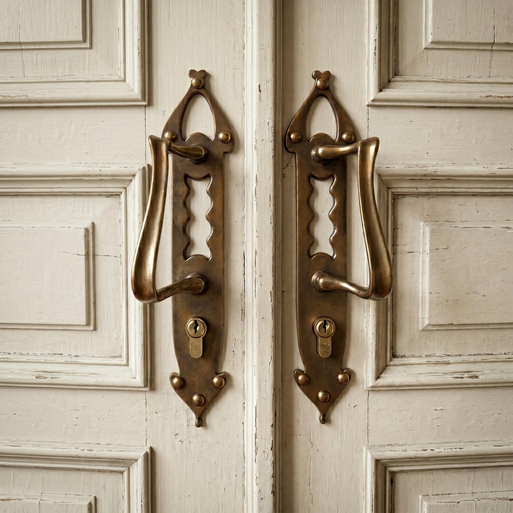 Парные латунные ручки в стиле модерн