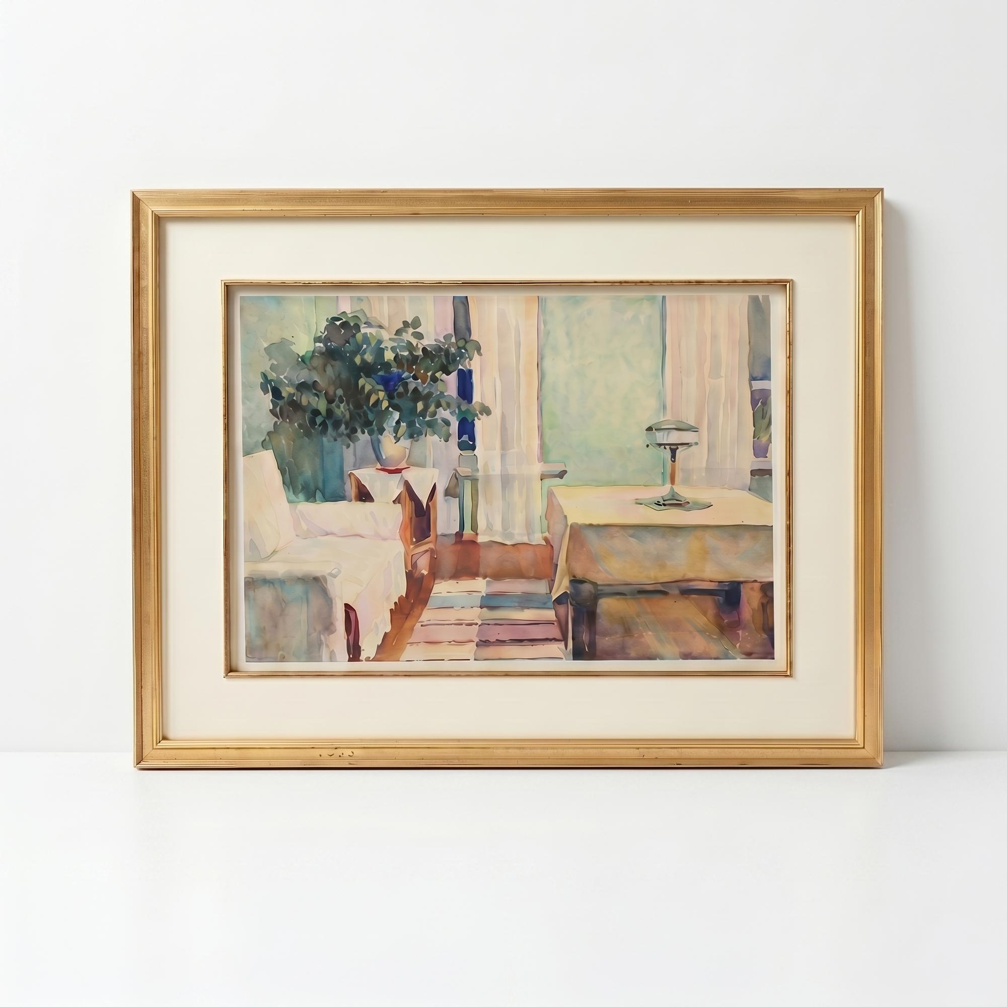 Акварель с интерьером 1957