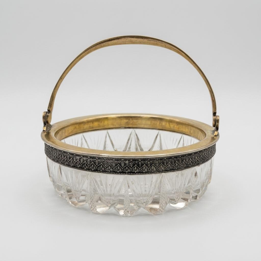 Хрустальная конфетница с ручкой, 1950-е