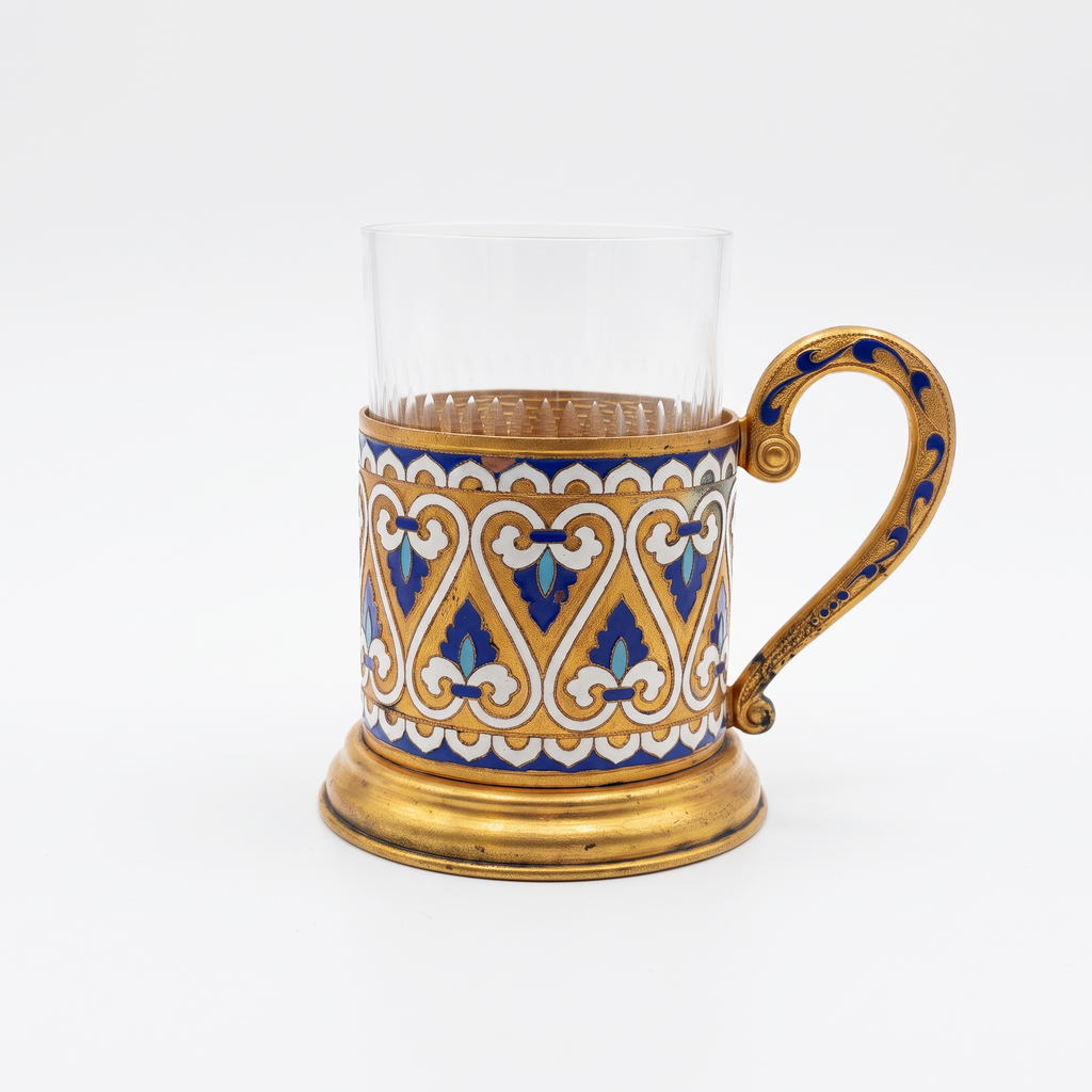 Подстаканник «Ультрамарин» с цветными эмалями, 1950-1960-е годы