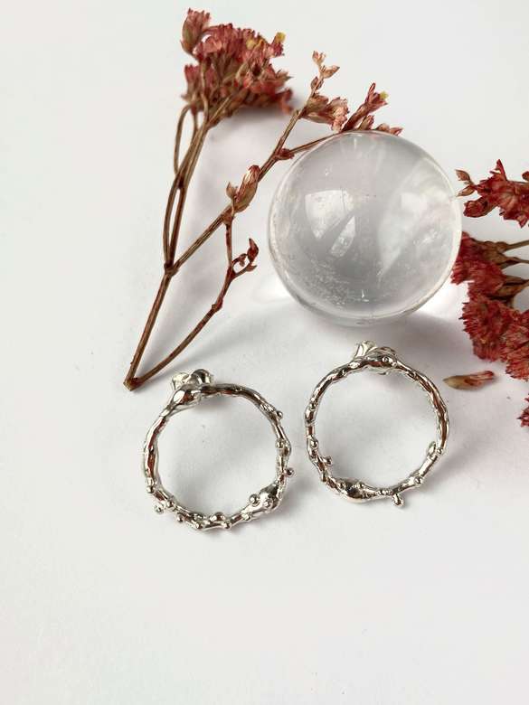 серьги круг с каплями