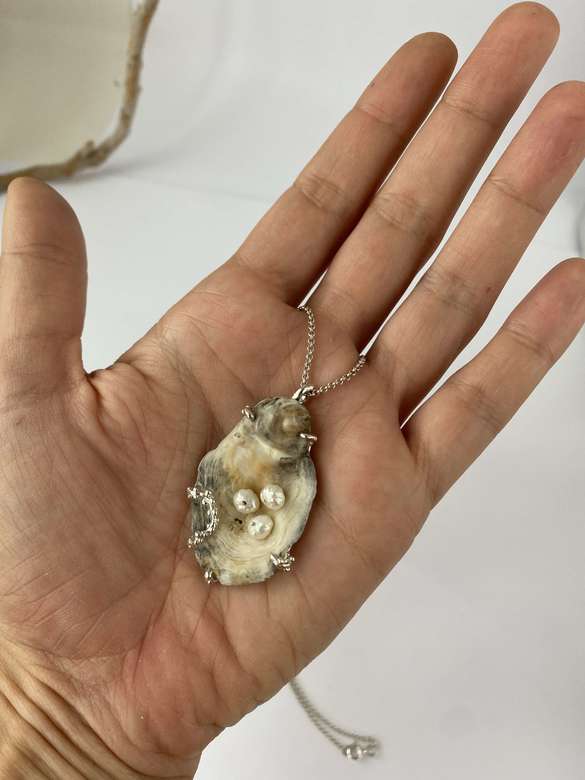 кулон ракушка с жемчугом