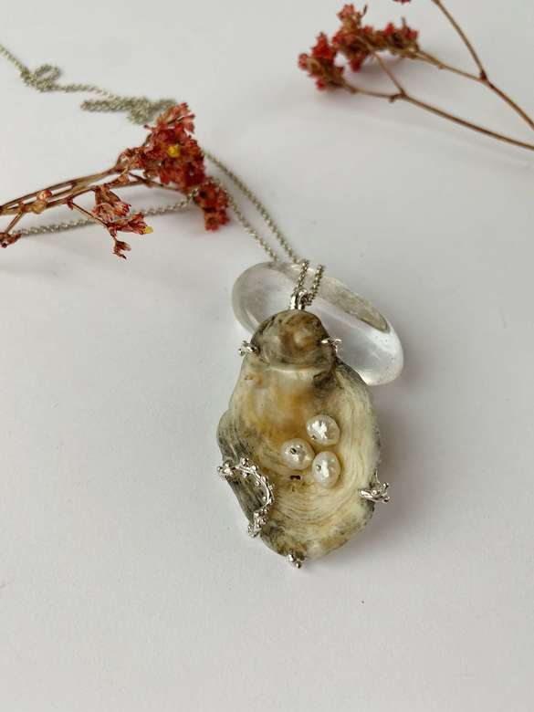 кулон ракушка с жемчугом