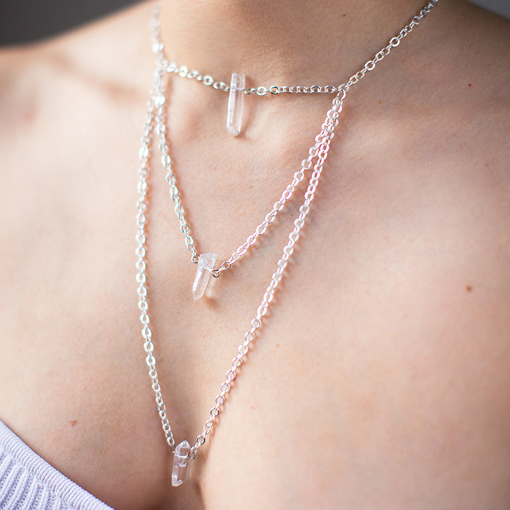 колье с горным хрусталём