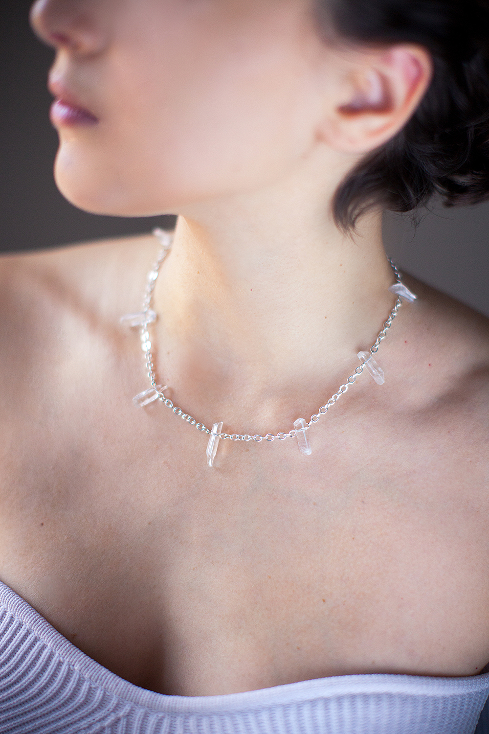 колье с горным хрусталём