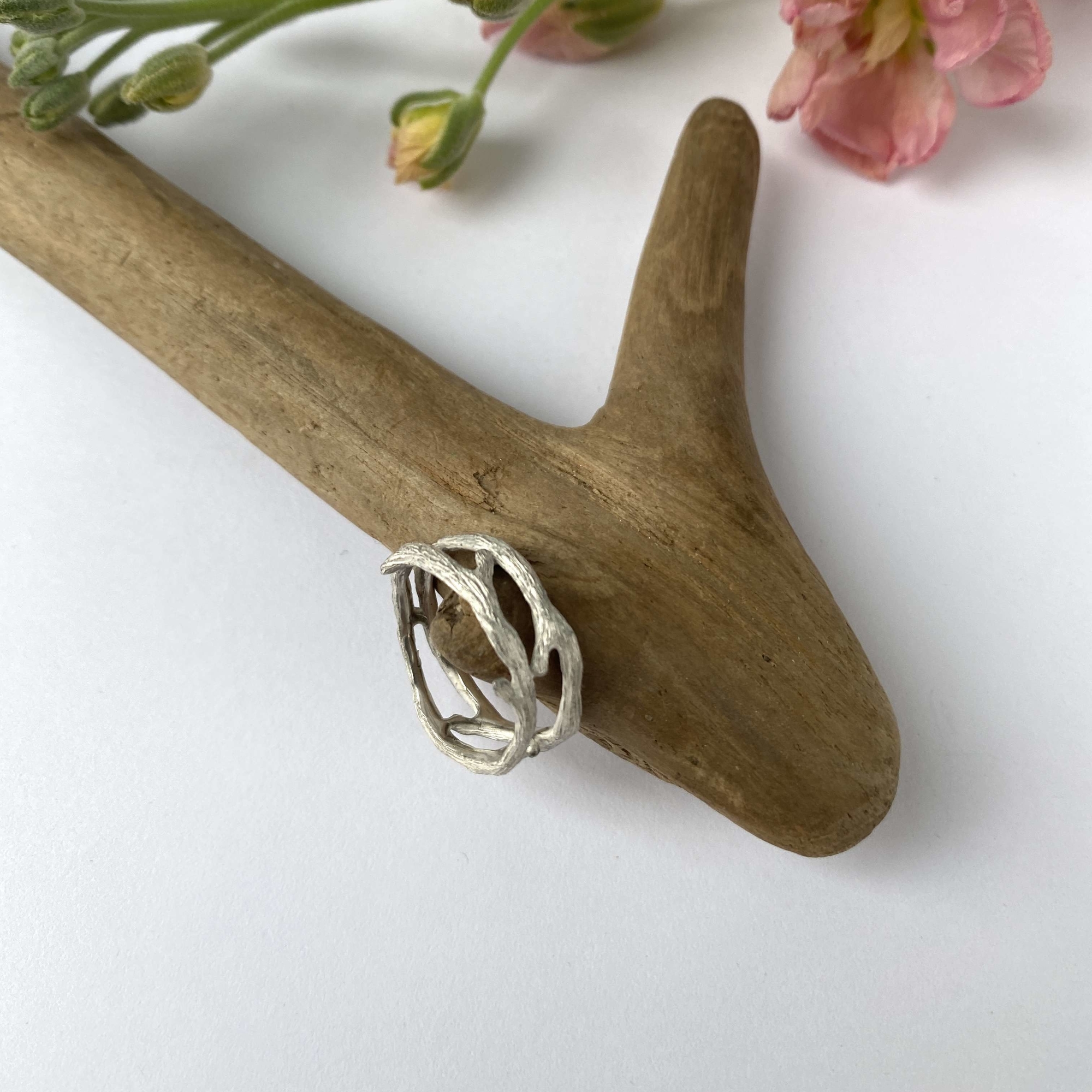 кольцо двойная веточка