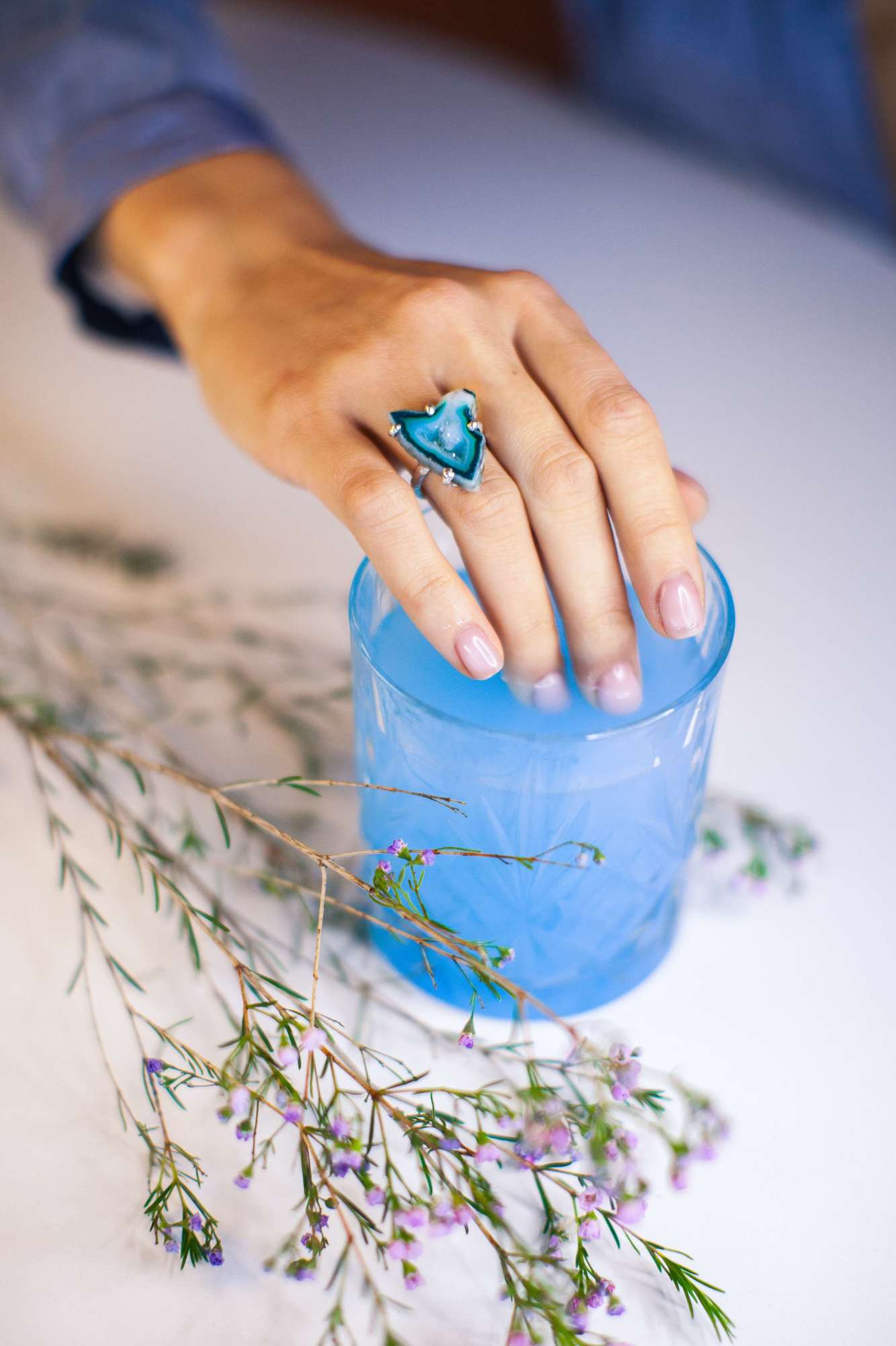 Кольцо цветные агаты