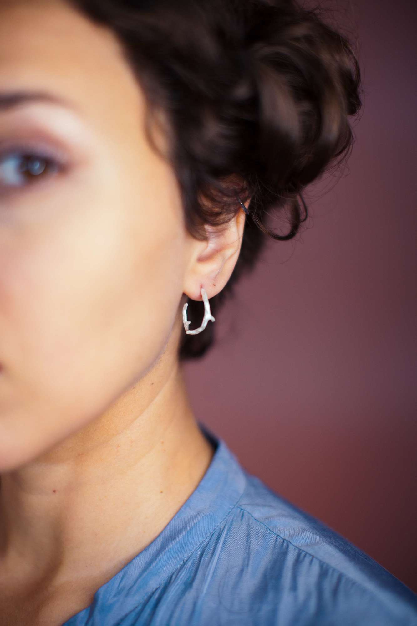 серьги круг веточки