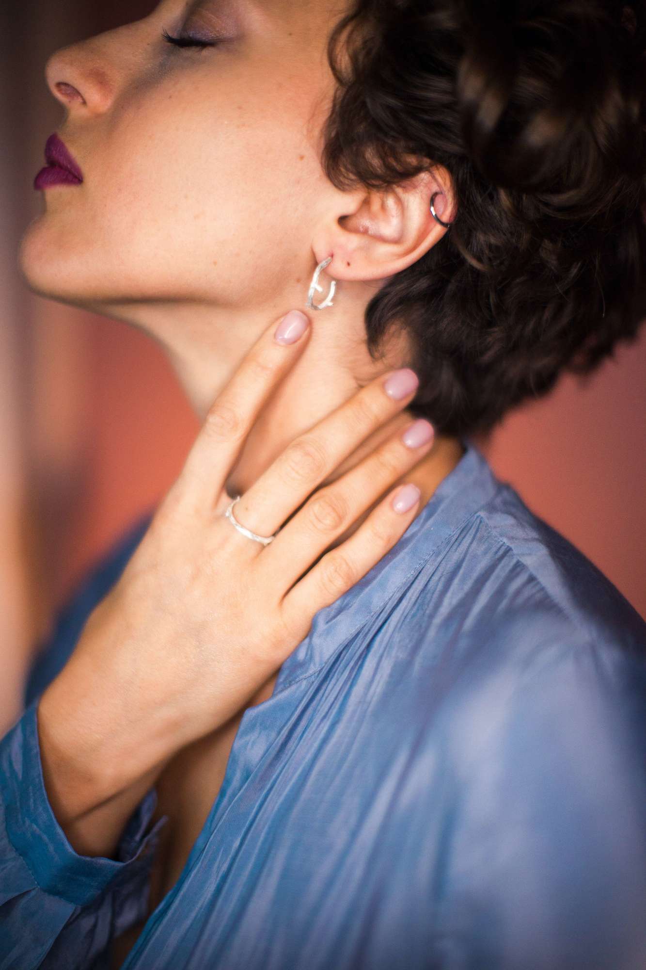 серьги круг веточки