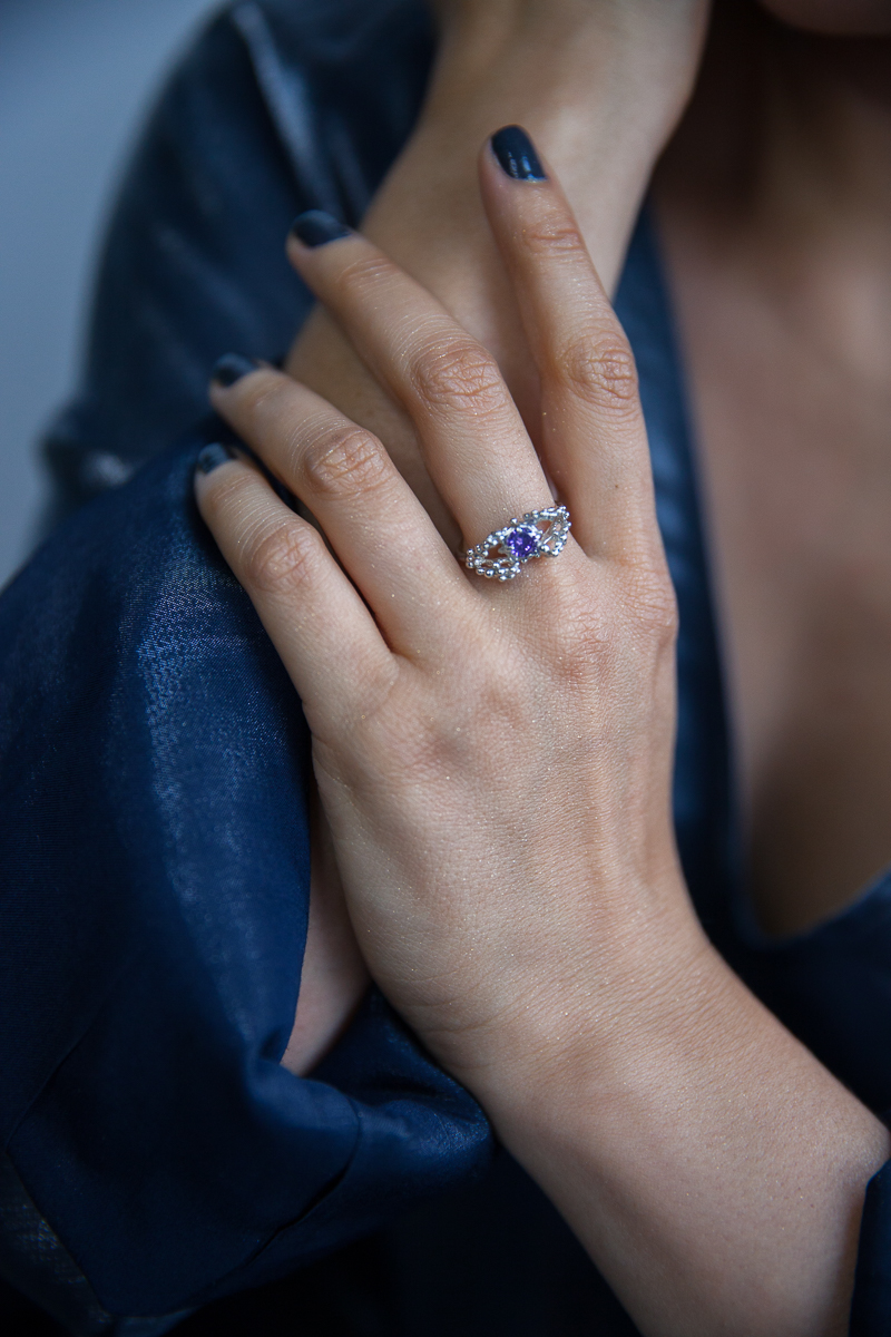 кольцо морская пена с аметистом