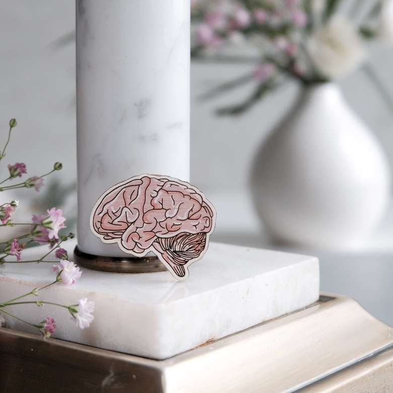 Деревянная брошь для врача