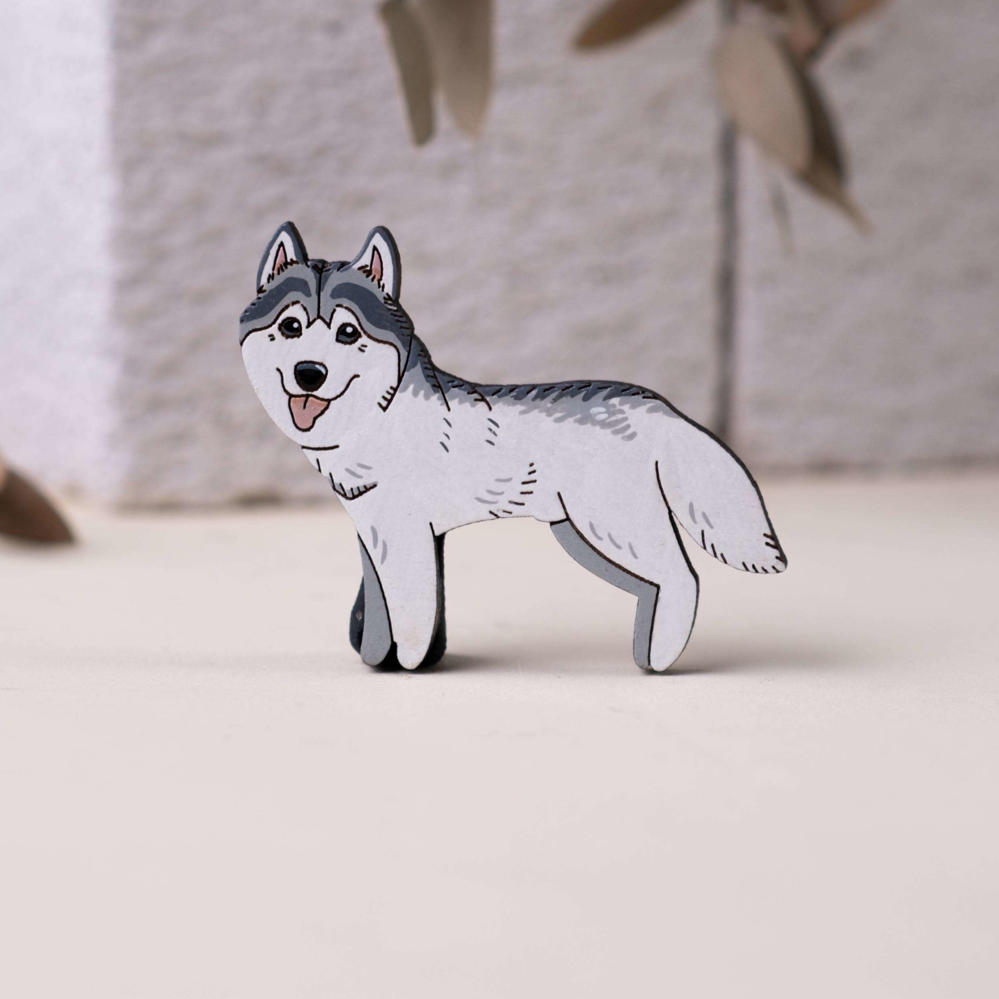 значок из дерева August Wood хаски