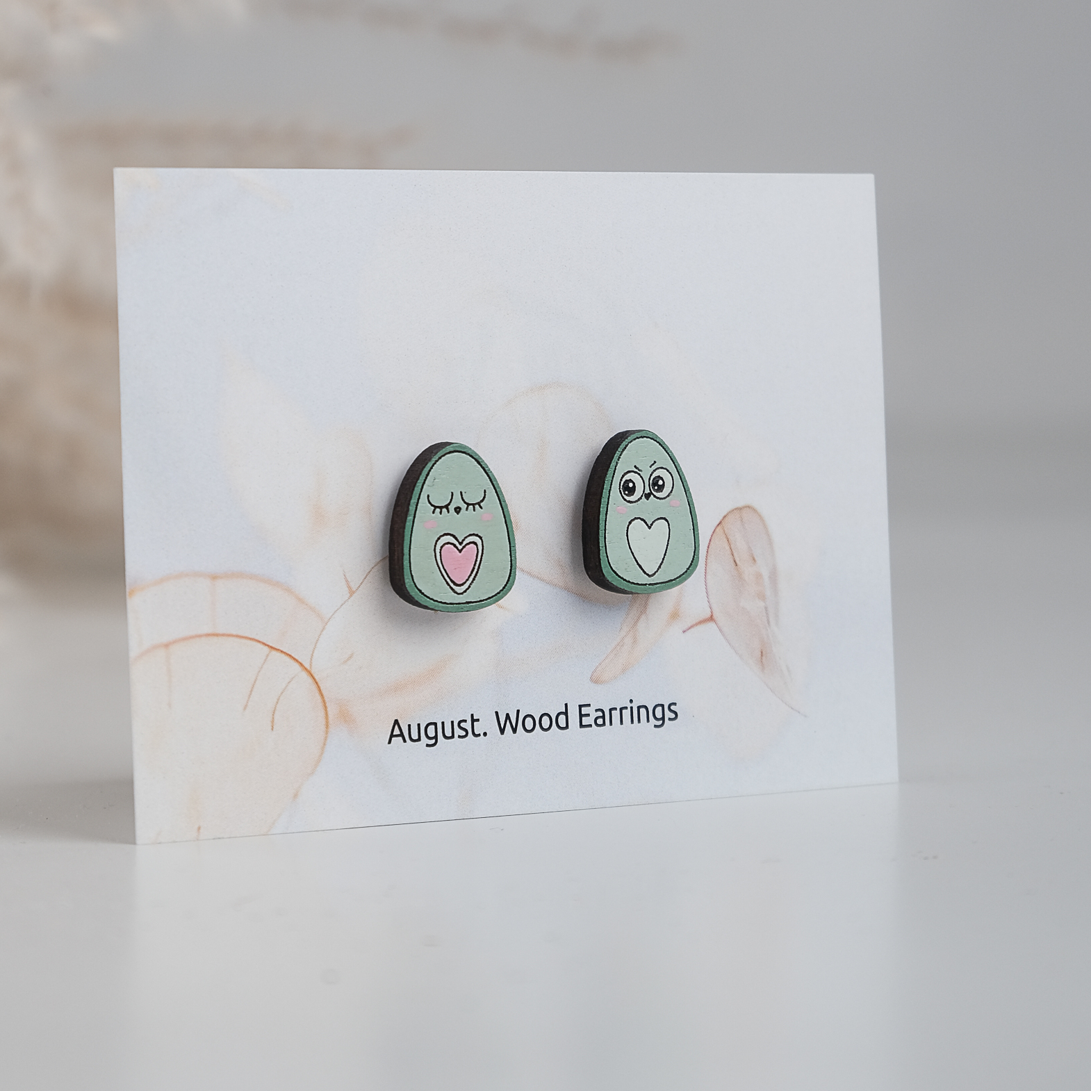 авокадо серьги деревянные