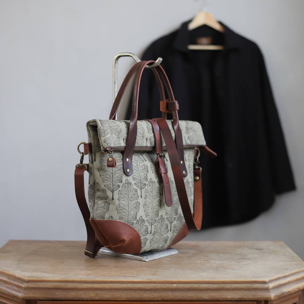 Текстильно-кожаная сумка "Дубы.Хаки"