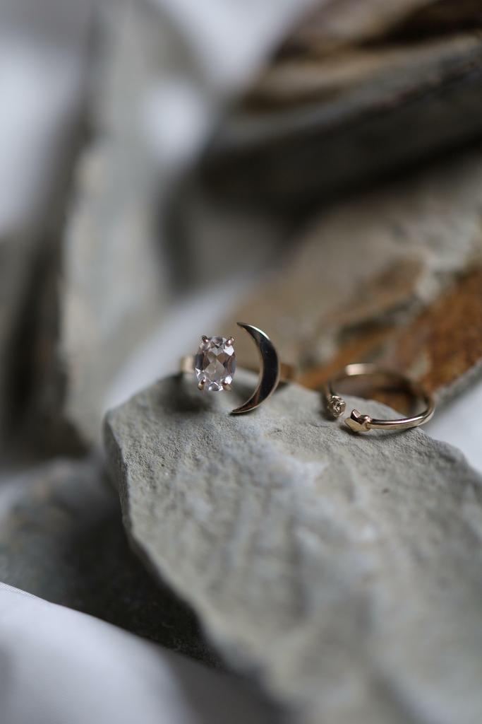 Crystal Moon Sunny I Сет колец с горным хрусталем, латунь