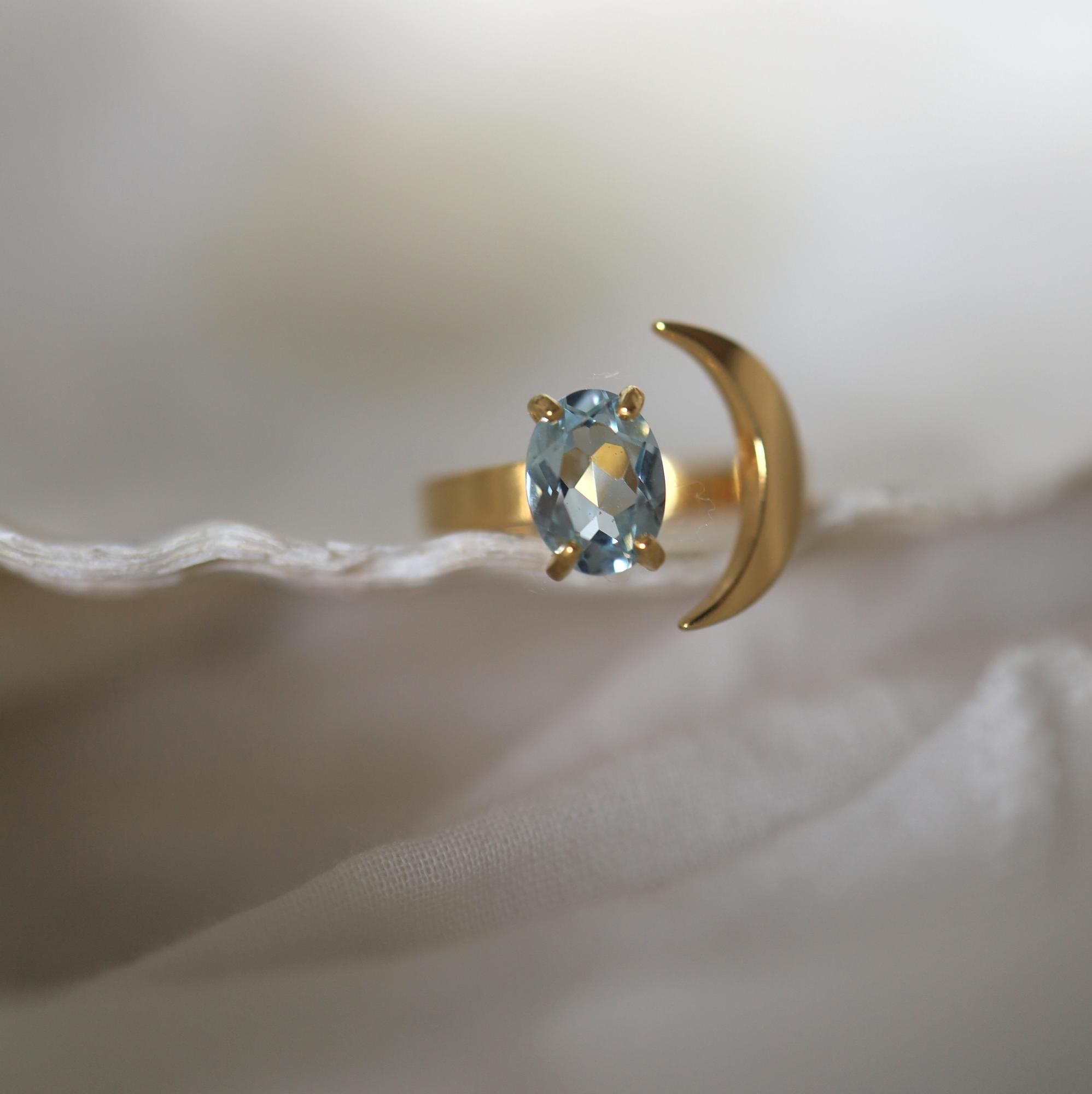 Blue Topaz Moon Sunny  I Сет колец с голубым топазом