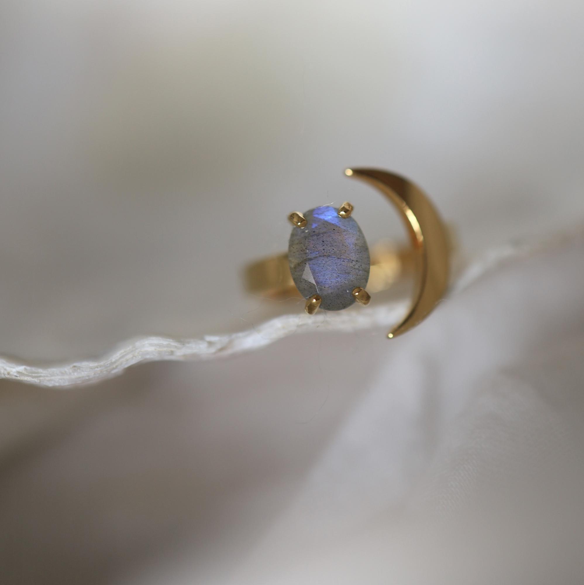 Labradorite Sunny Moon I Сет колец с лабрадоритом и топазом, латунь