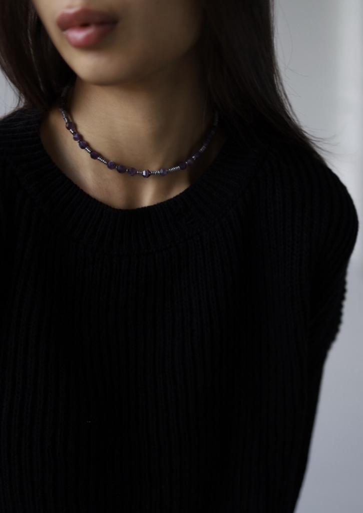 Amethyst Necklace I Колье-чокер из аметиста с гематитом