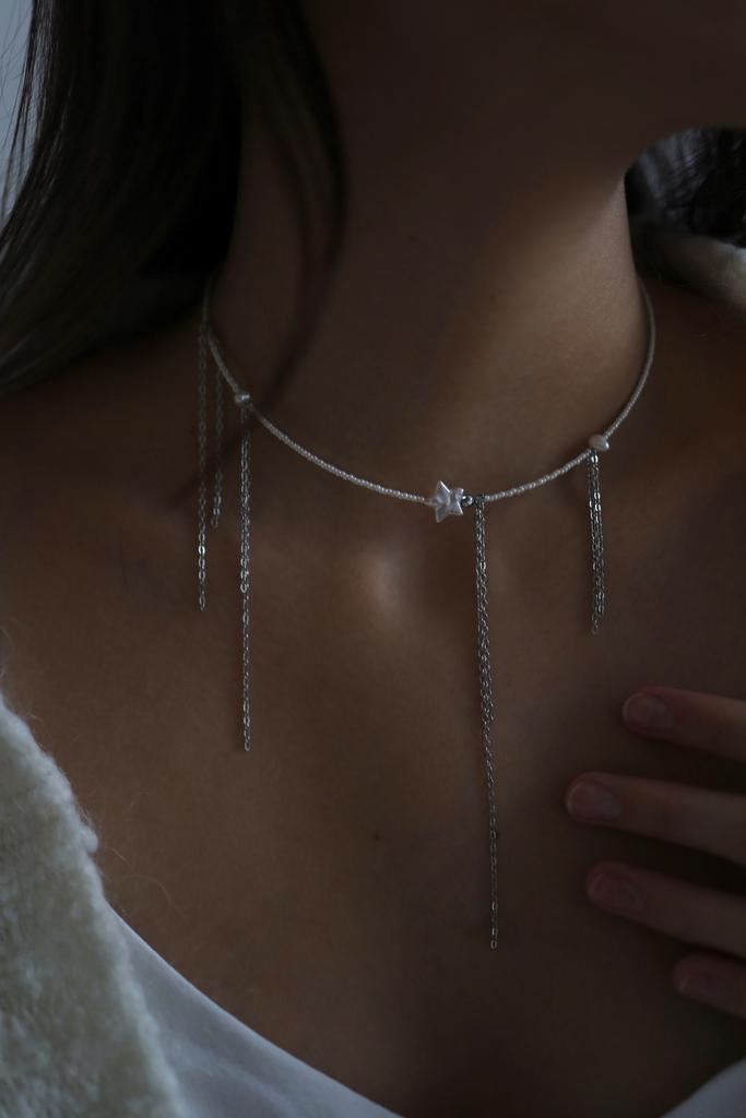 Star Necklace I Колье из бисера и жемчуга