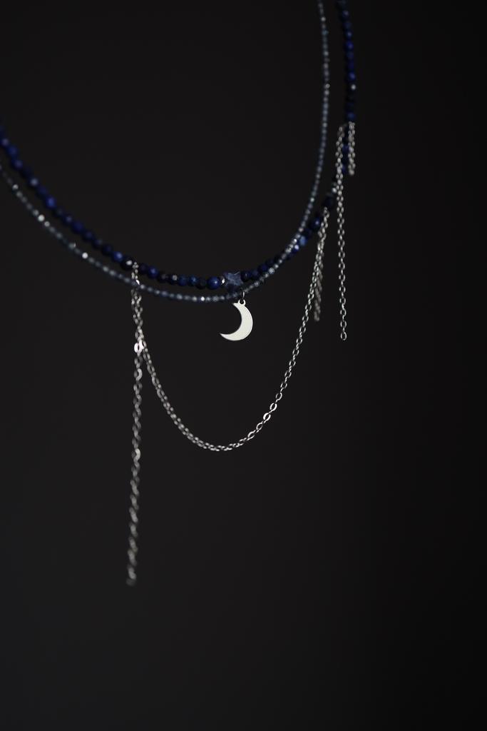 Deep Blue Set I Сет колье из лазурита с иолитом, сталь