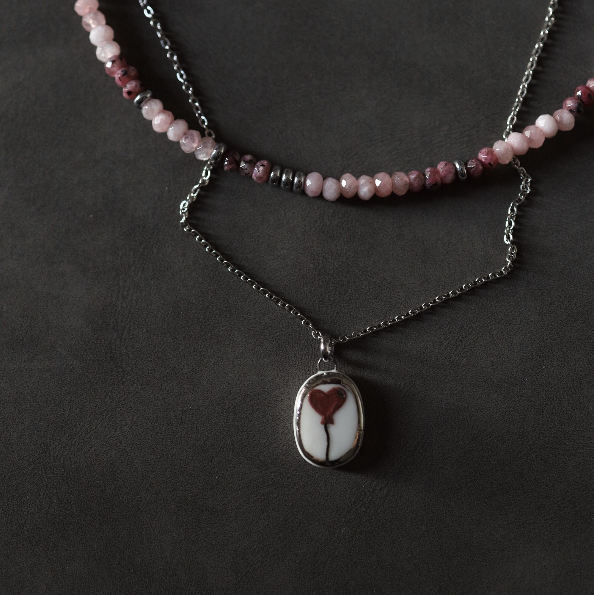 Rose Necklace I Колье-чокер из агата и гематита