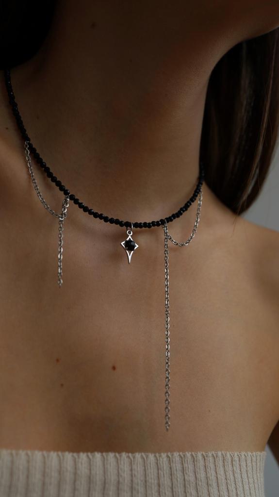 Black Agate Star I Колье Путеводная звезда с агатом