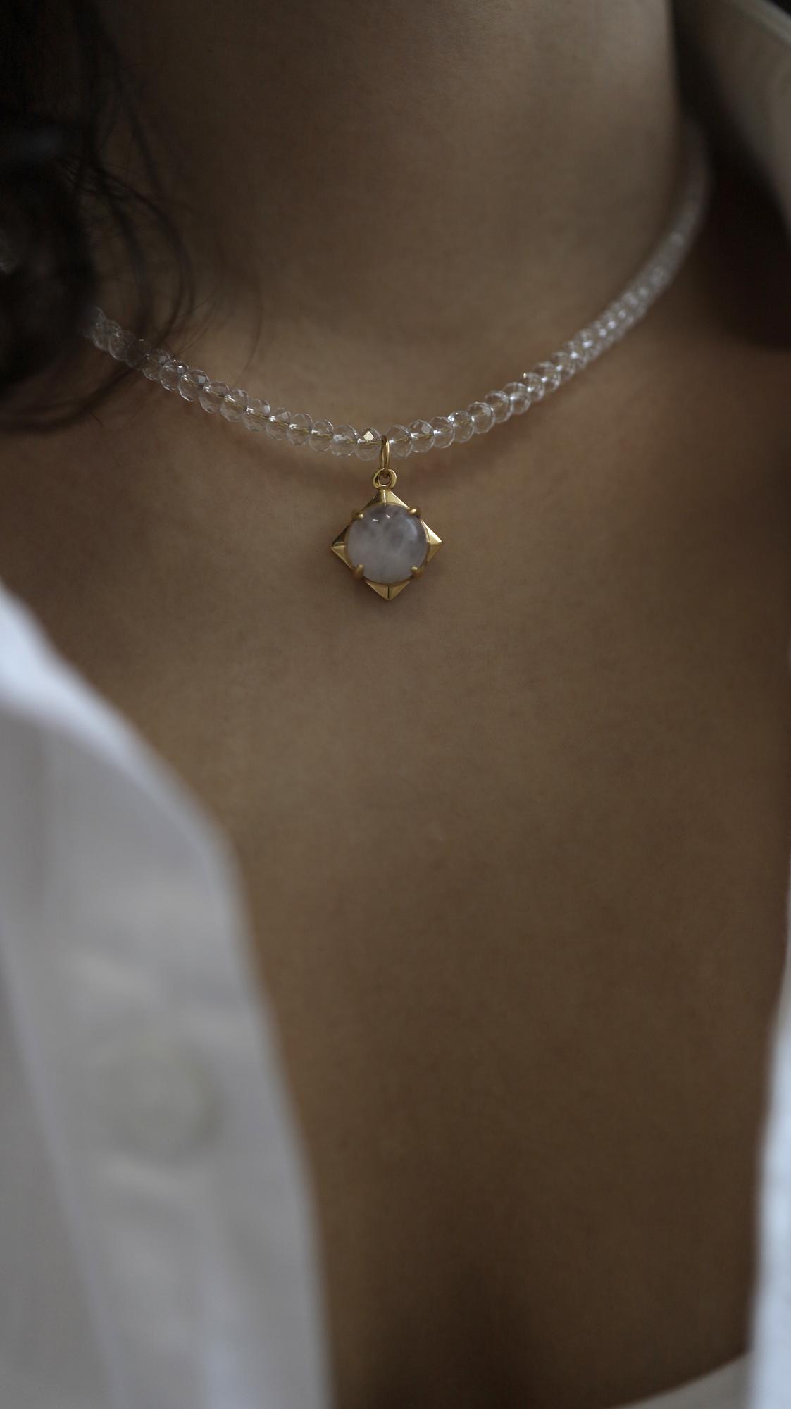 Rhinestone Sunny Necklace I Колье из горного хрусталя, латунь с позолотой