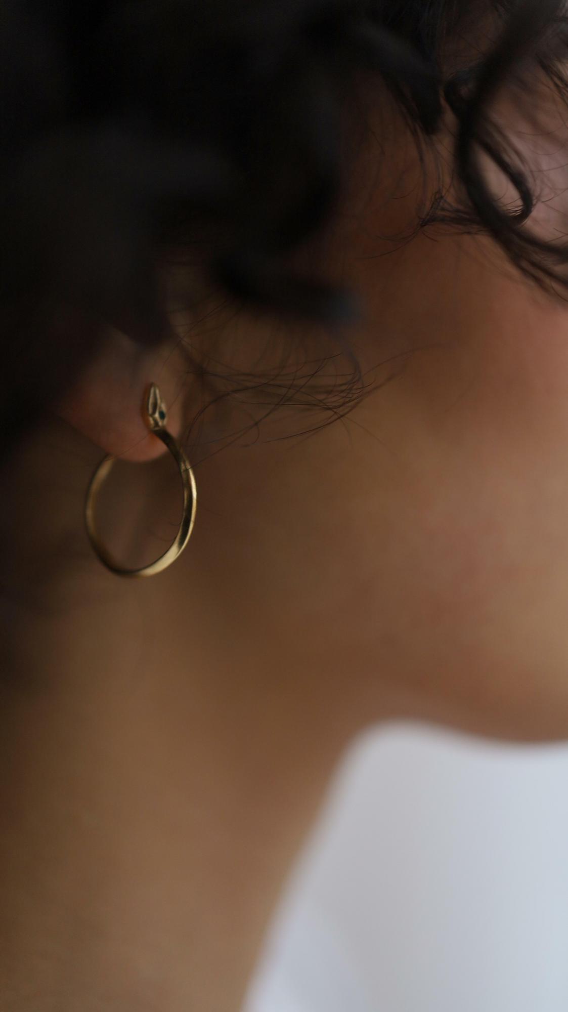 Snake Garnet Earrings I Серьги Змеи из латуни с аметистом