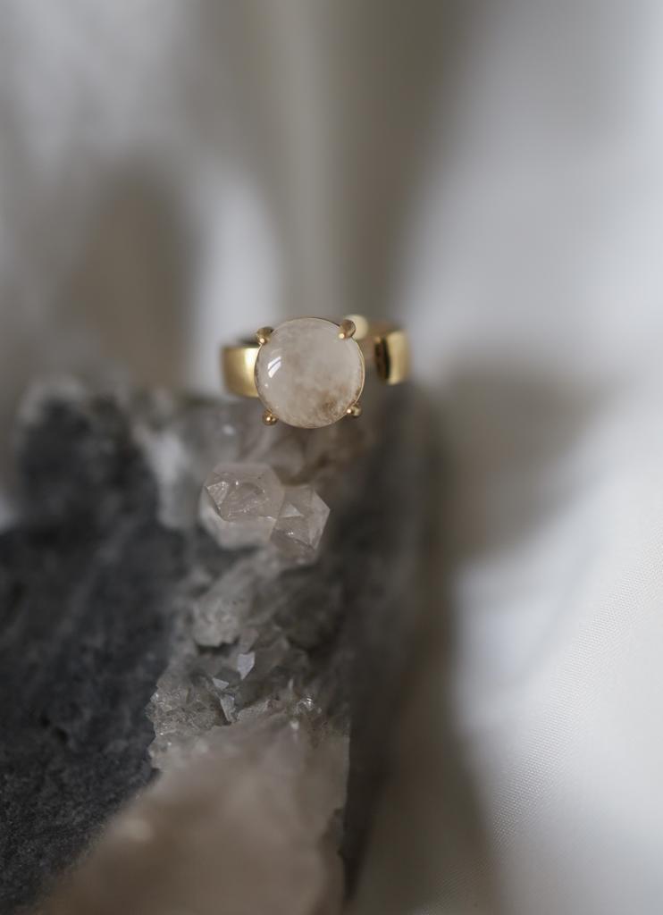 Rhinestone Sunny Round Ring | Кольцо из латуни с горным хрусталём