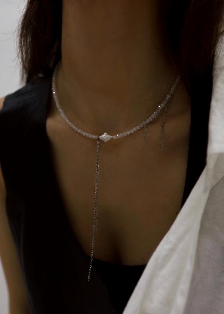 Moonstone Pearl Star Necklace | Колье Звезда с лунным камнем и барочным жемчугом