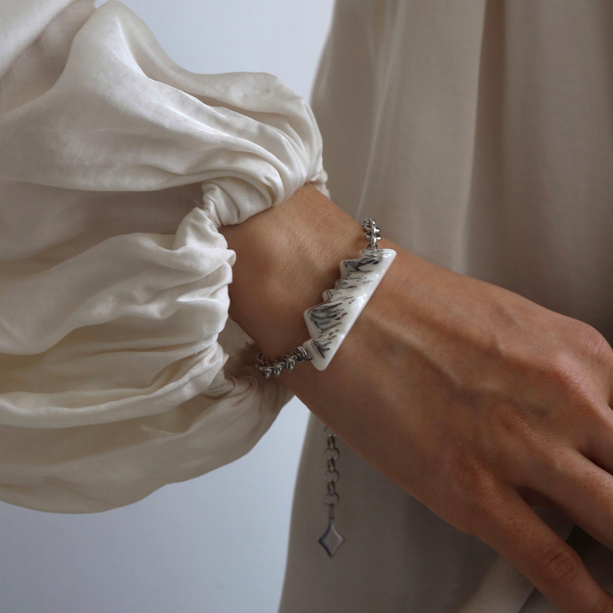 Mountains Bracelet I Браслет Горы из фарфора и стали
