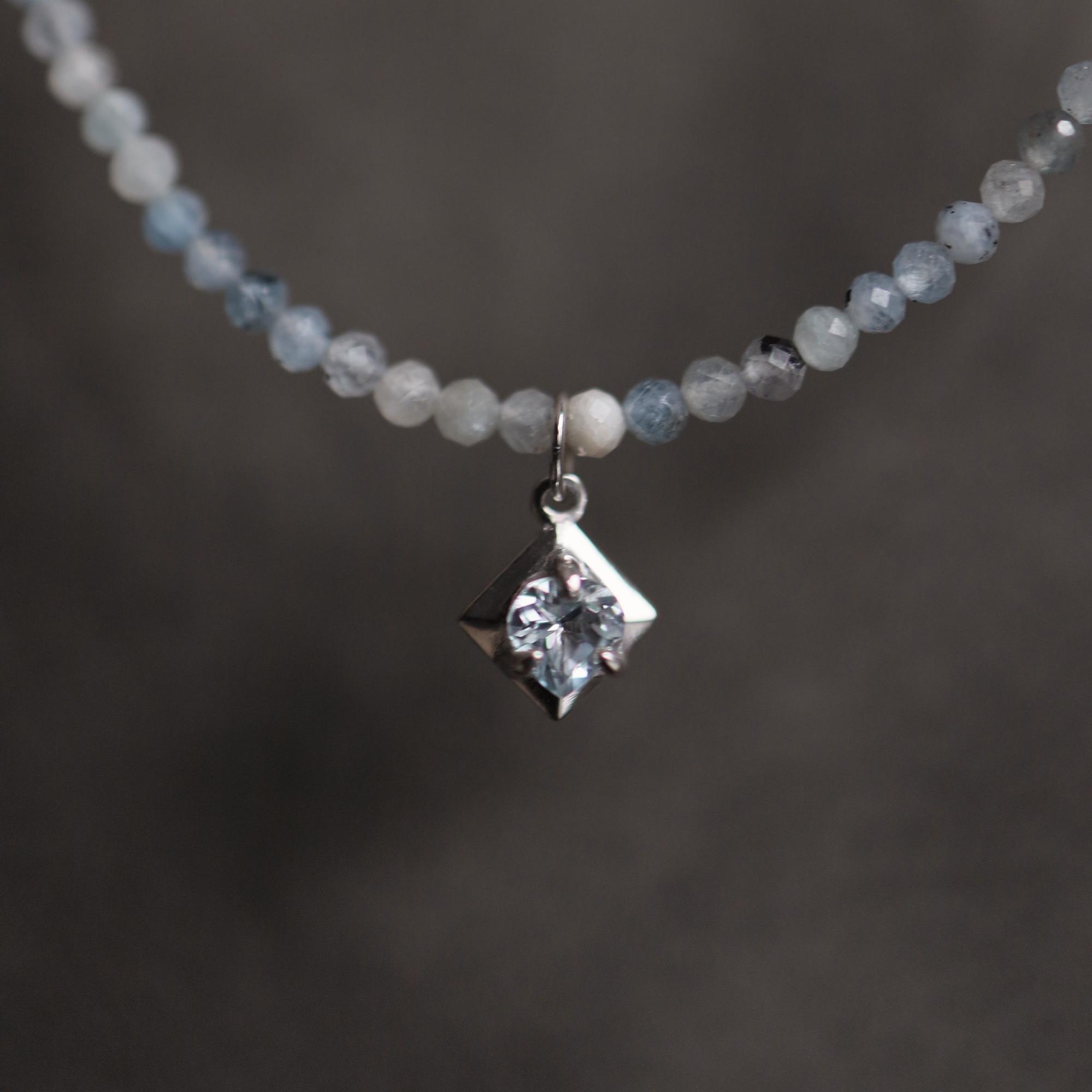 Blue Topaz Heart Necklace I Колье Сердце из голубого топаза и аквамарина