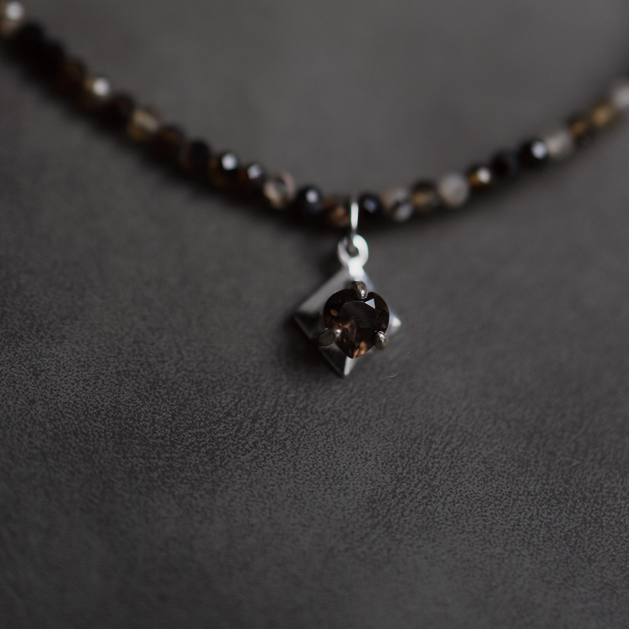 Rauchtopaz Heart Necklace I Колье-Чокер Сердце из раухтопаза и агата