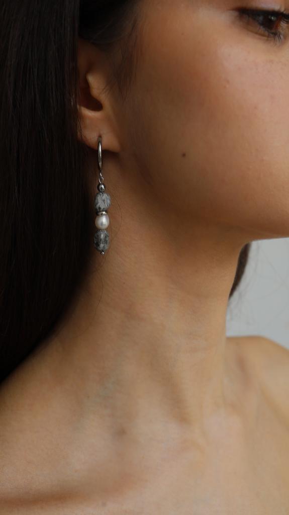 Jasper Earrings I Серьги из яшмы и жемчуга