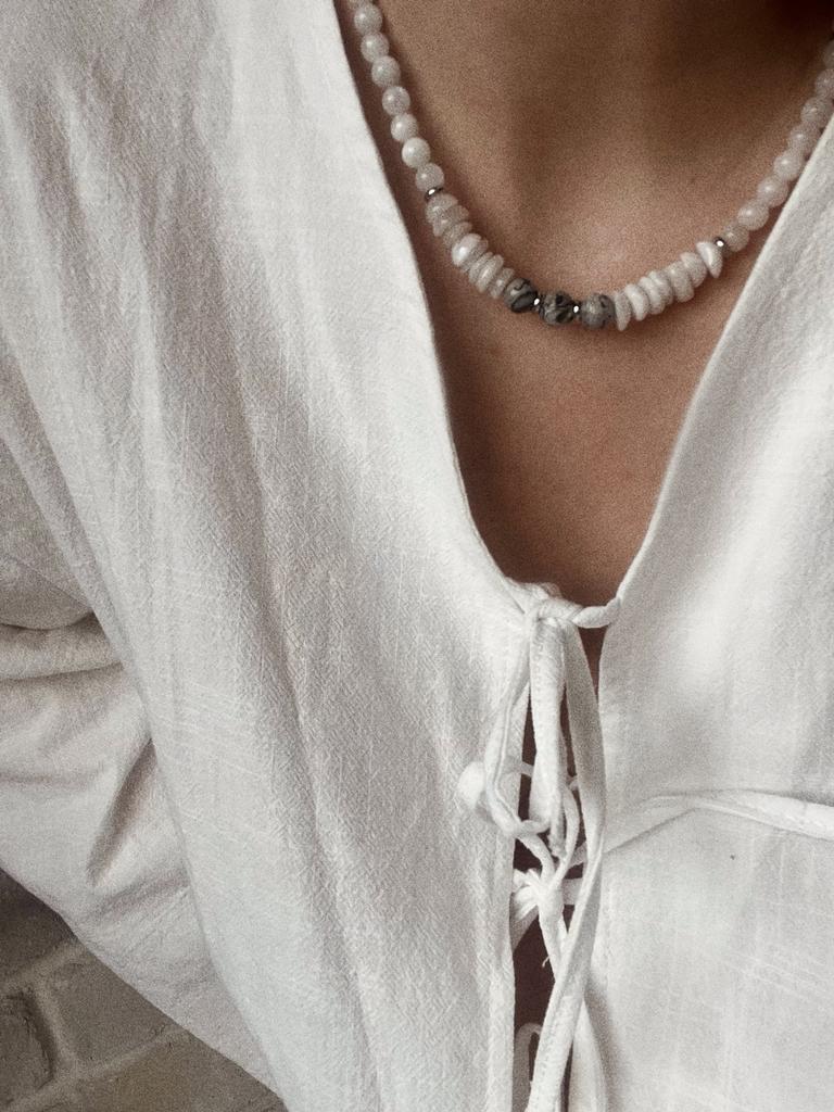 Moonstone Jasper Necklace I Колье-чокер из лунного камня и яшмы
