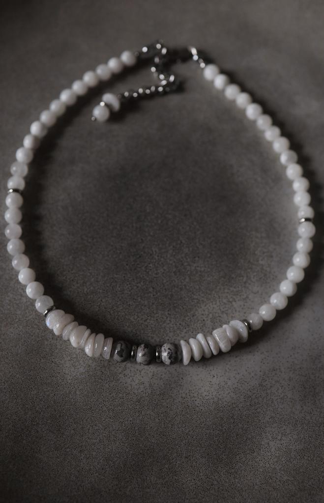 Moonstone Jasper Necklace I Колье-чокер из лунного камня и яшмы