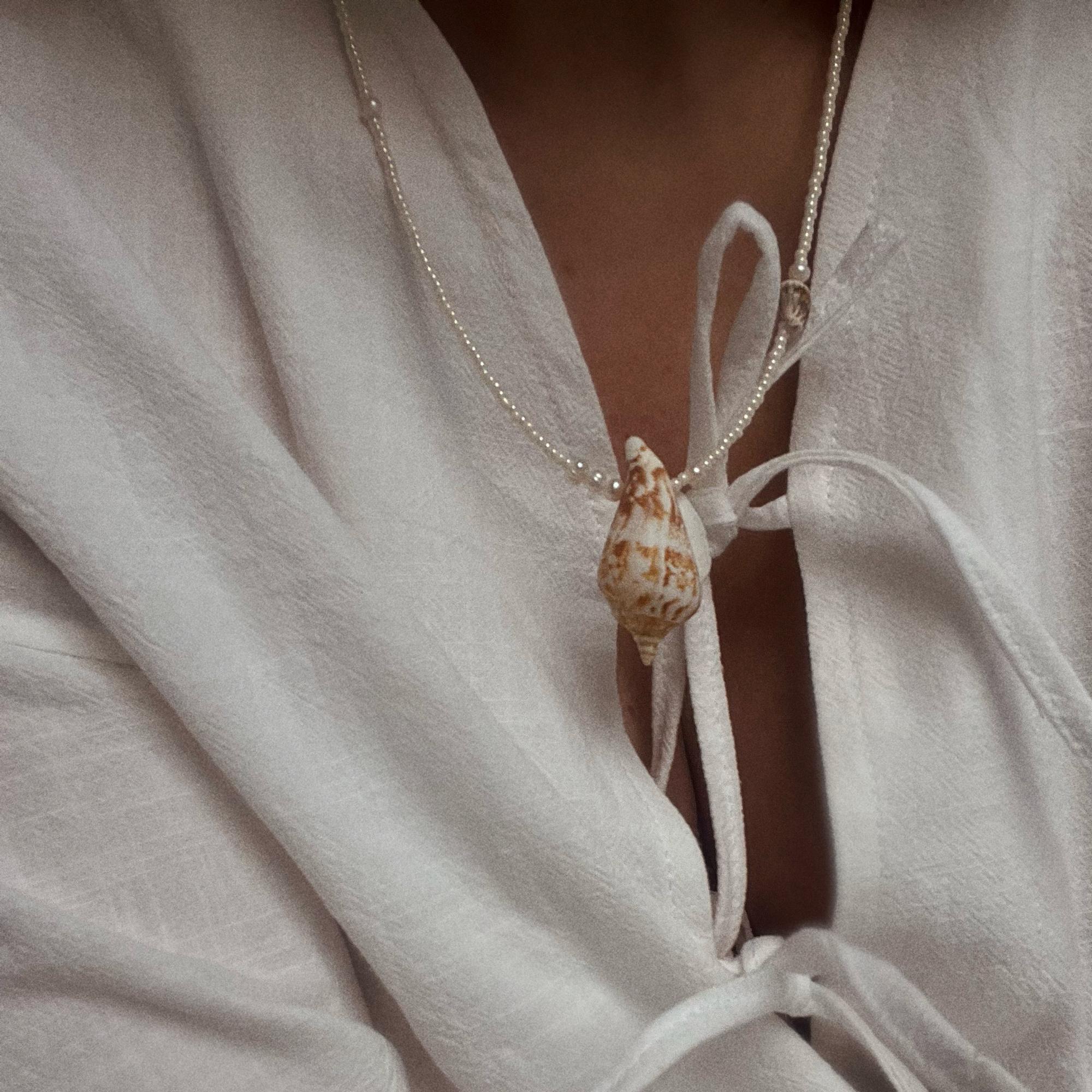 Seashell Necklace I Колье Ракушка из бисера и жемчуга