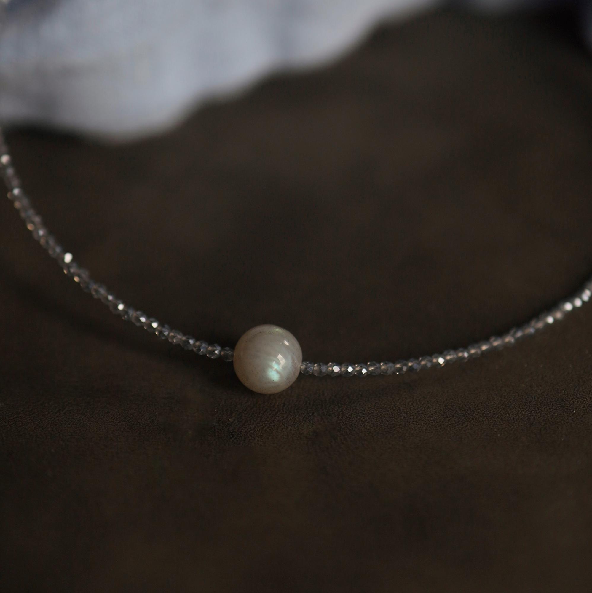 Labradorite Fianit Necklace I Чокер из фианитов и лабрадорита