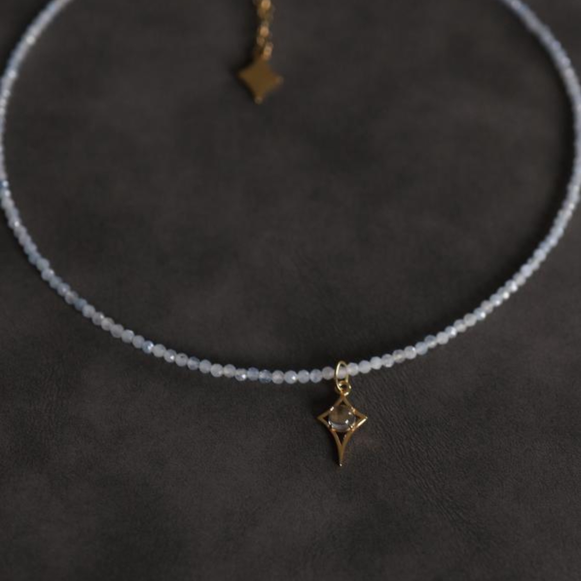Blue Topaz Aquamarine Necklace I Колье Путеводная звезда с голубым топазом