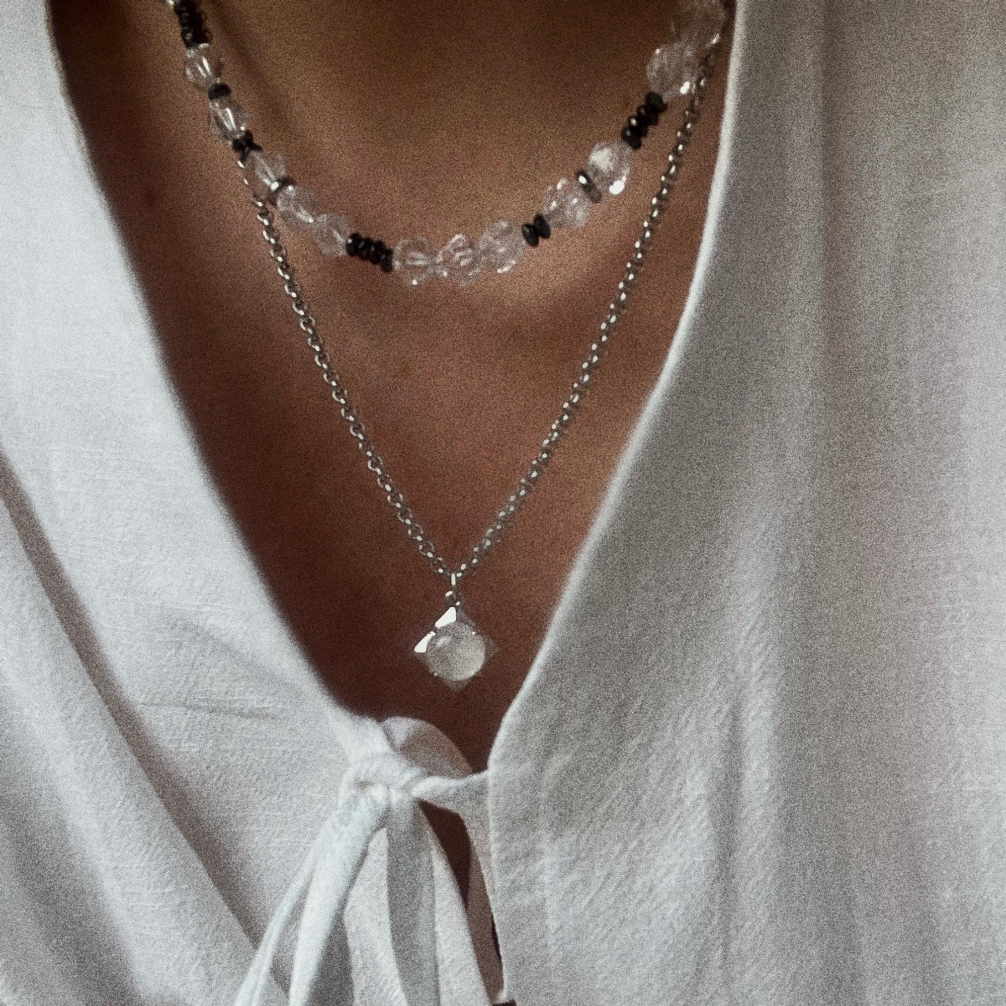 Rhinestone Set I Сет колье с горным хрусталём и гематитом