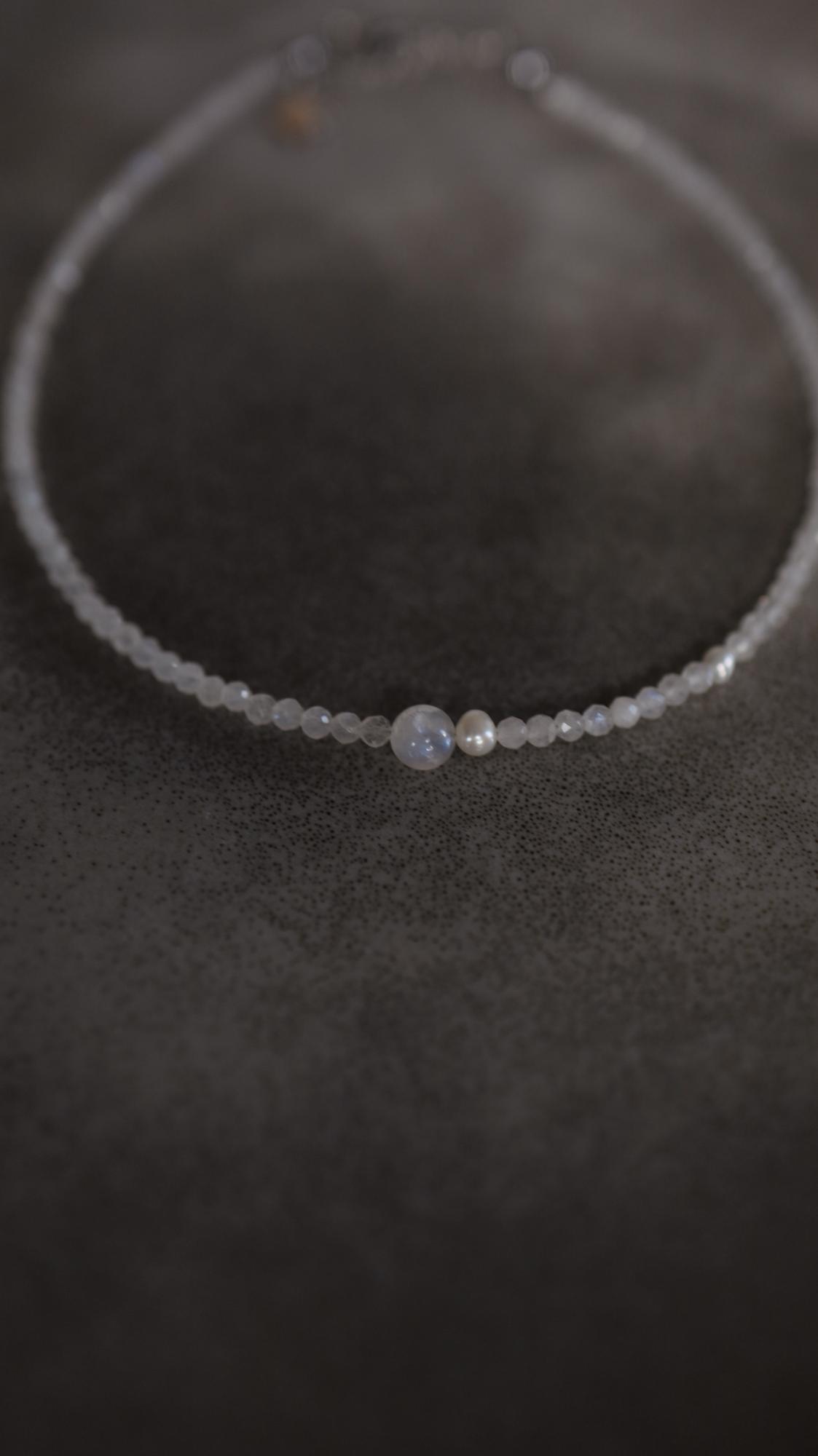 Moonstone Pearl Necklace I Чокер из лунного камня и жемчуга