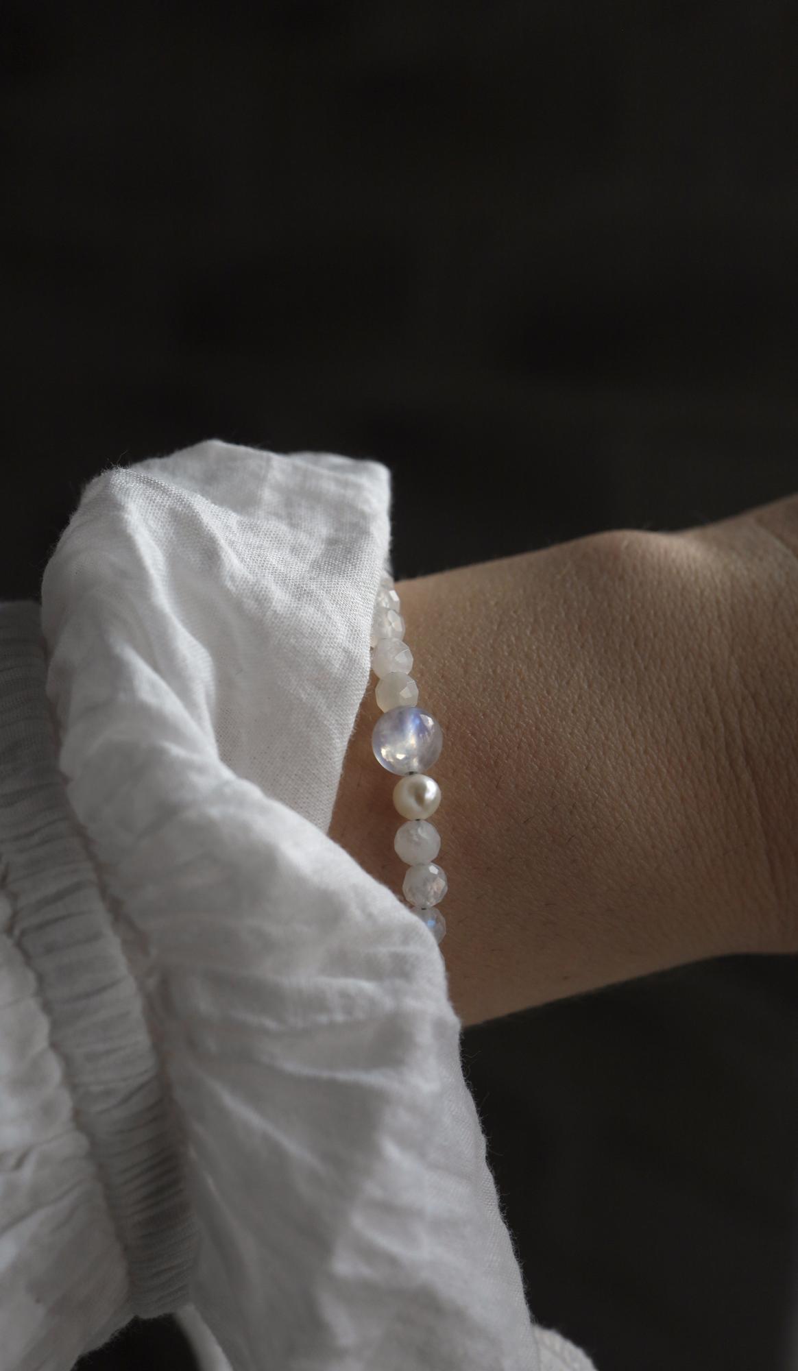 Moonstone Pearl Bracelet I Браслет из лунного камня и жемчуга