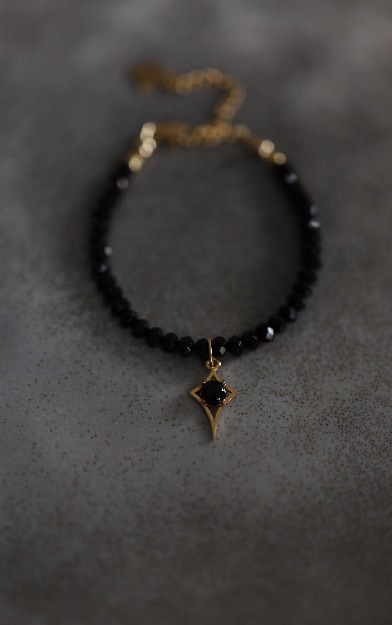 Black Agate Star Bracelet I Браслет Путеводная звезда c черным агатом