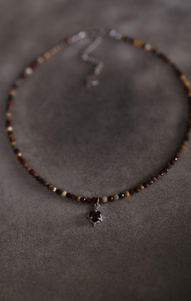 Heart Garnet Necklace | Колье Сердце из яшмы и граната