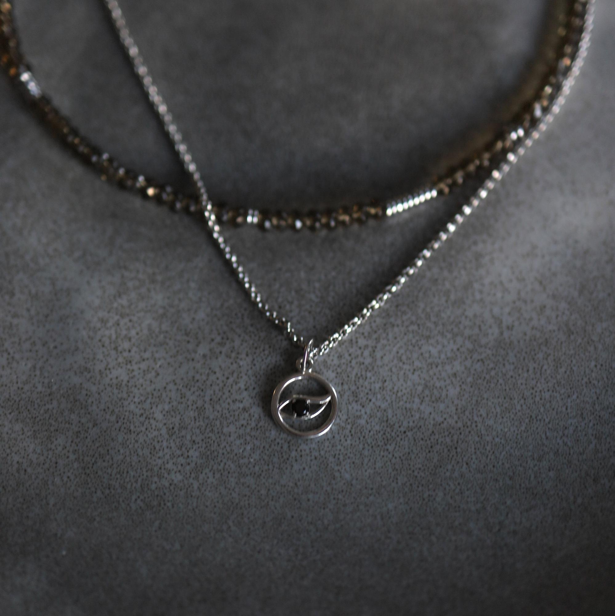 Rauchtopaz Eye Set I Сет колье из стали с раухтопазом