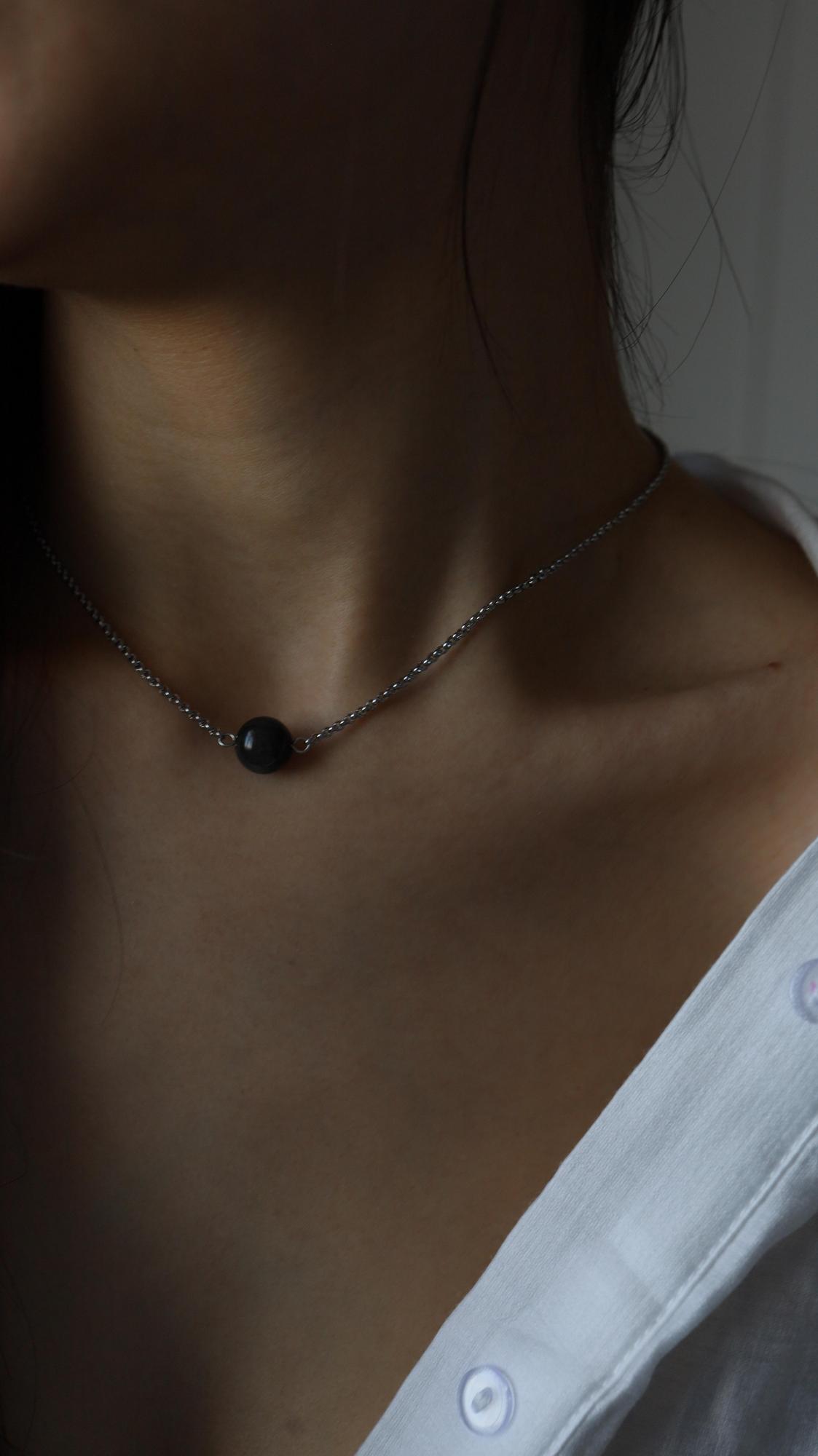 Колье-чокер с Обсидианом I Obsidian