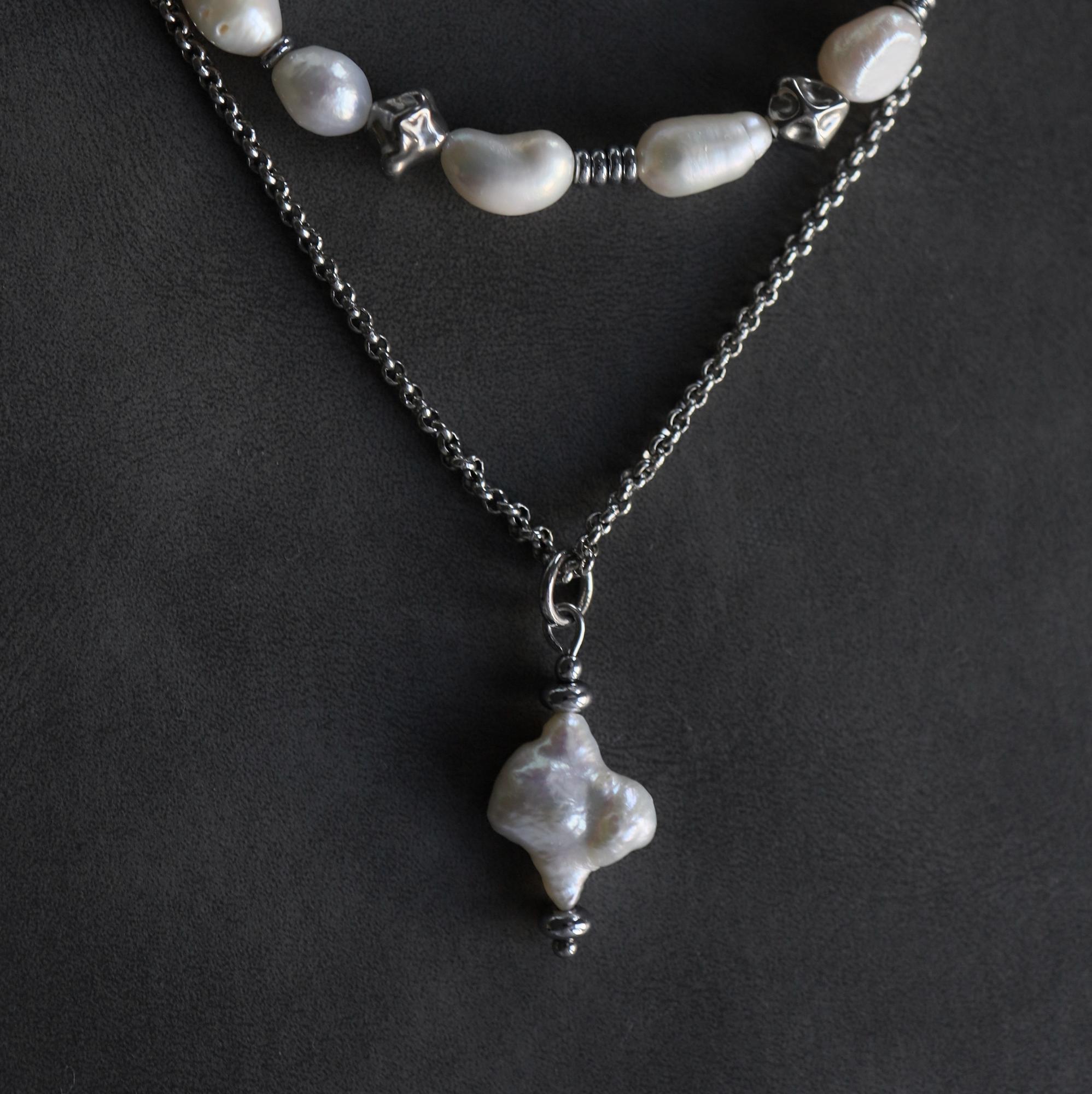 Сет колье Звезда из жемчуга и гематита