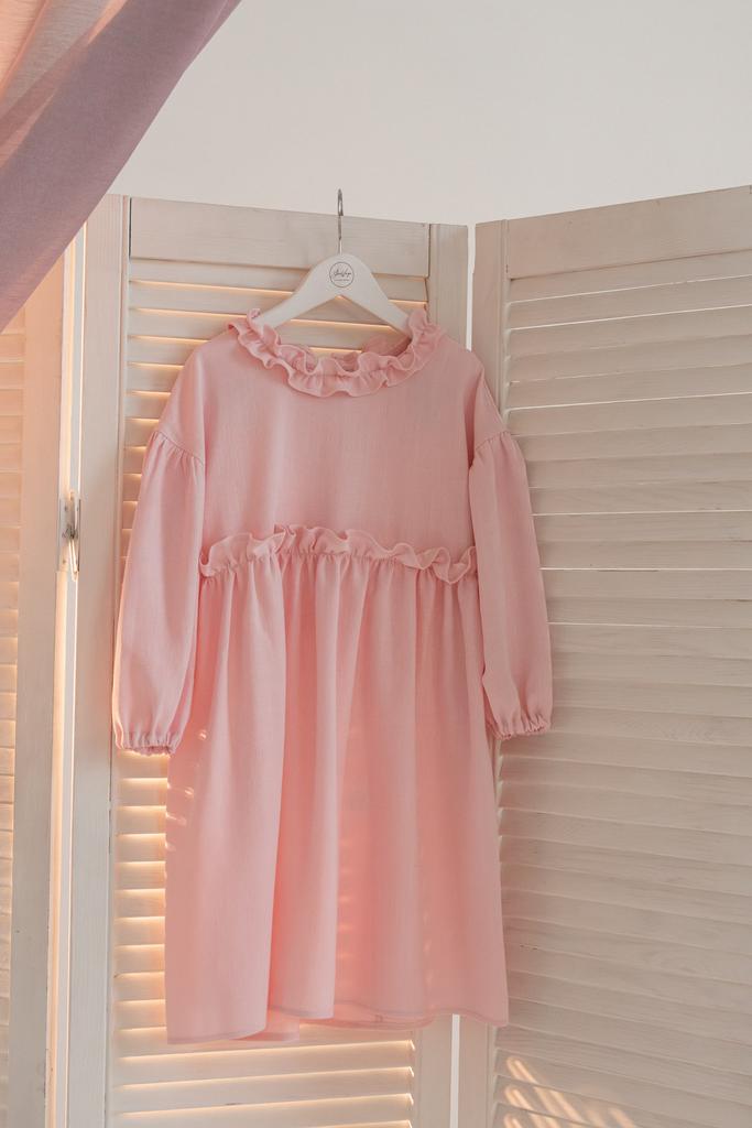 Платье льняное нежно-розовое